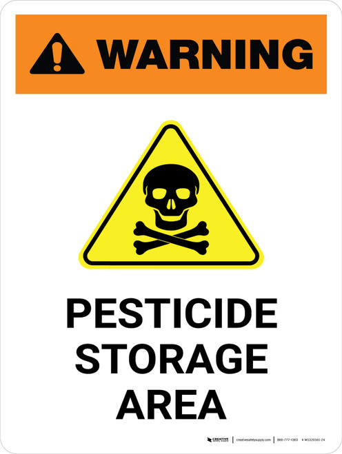 Warning: Pesticide Storage Area with Hazard Icon Portrait - Wall Sign