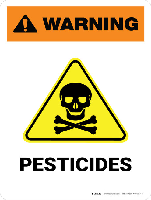 Warning: Pesticides with Hazard Icon Portrait - Wall Sign