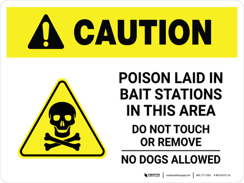 Caution: Poison Laid In Bait Stations in This Area Landscape - Wall Sign