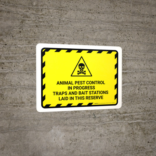 Animal Pest Control in Progress Traps with Hazard Icon Landscape - Wall Sign WS49462