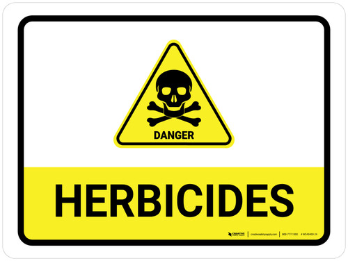 Herbicides with Hazard Danger Icon Landscape - Wall Sign