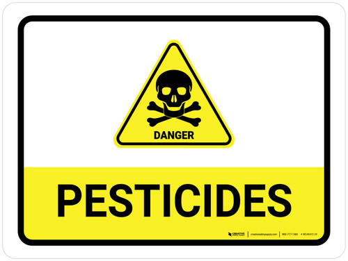 Pesticides with Hazard Danger Icon Landscape - Wall Sign