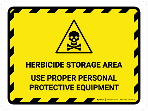 Herbicide Storage Area - Use Proper Persona Hazard Lines with Icon Landscape - Wall Sign