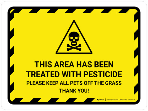 This Area Has Been Treated with Pesticide Hazard Lines with Icon Landscape - Wall Sign