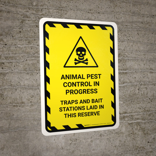 Animal Pest Control In Progress Hazard Lines with Icon Portrait - Wall ...