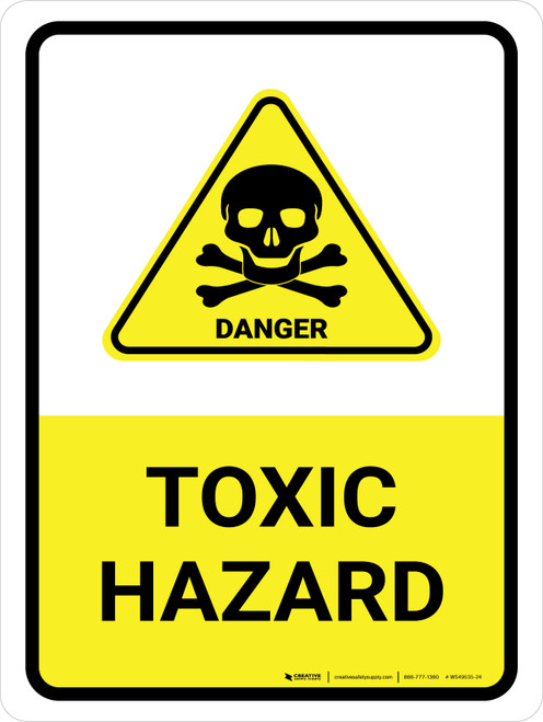 Toxic Hazard with Danger Hazard Icon Portrait - Wall Sign