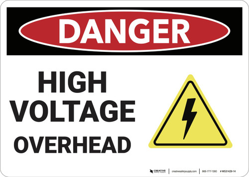 Danger: High Voltage Overhead - Wall Sign