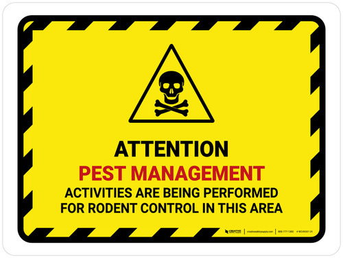 Attention Pest Management Activities with Hazard Icon Landscape - Wall Sign