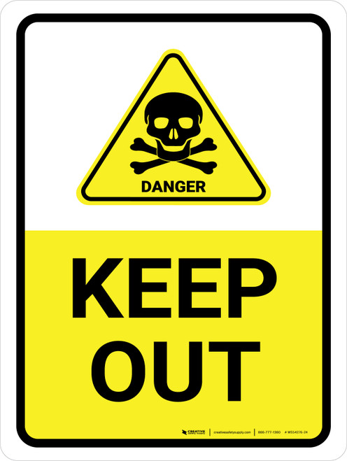 Keep Out with Danger Hazard Icon Portrait - Wall Sign