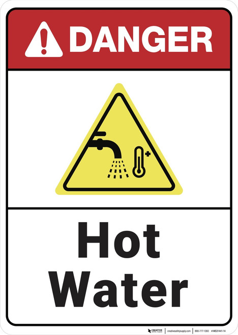 Danger: Hot Water ANSI - Wall Sign