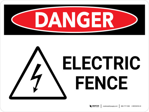 Danger: Electric Fence Landscape with Icon - Wall Sign