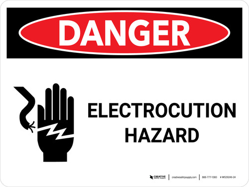 Danger: Electrocution Hazard Landscape with Icon - Wall Sign