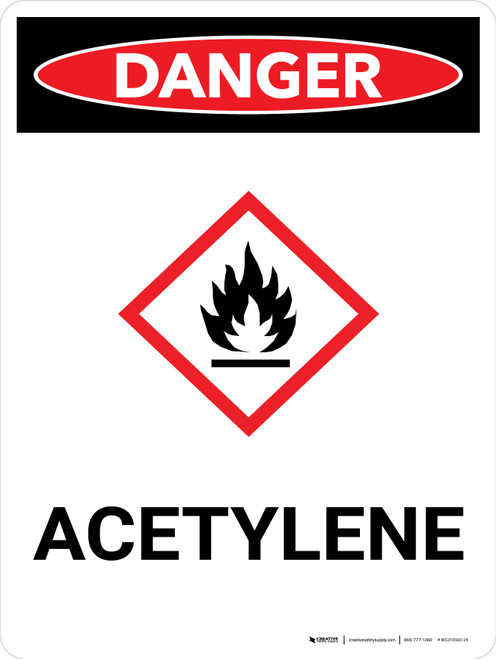 Danger: Acetylene Portrait with Icon - Wall Sign