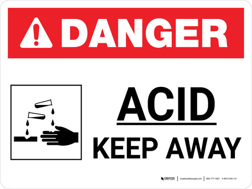Danger: Acid Keep Away Landscape with Icon - Wall Sign