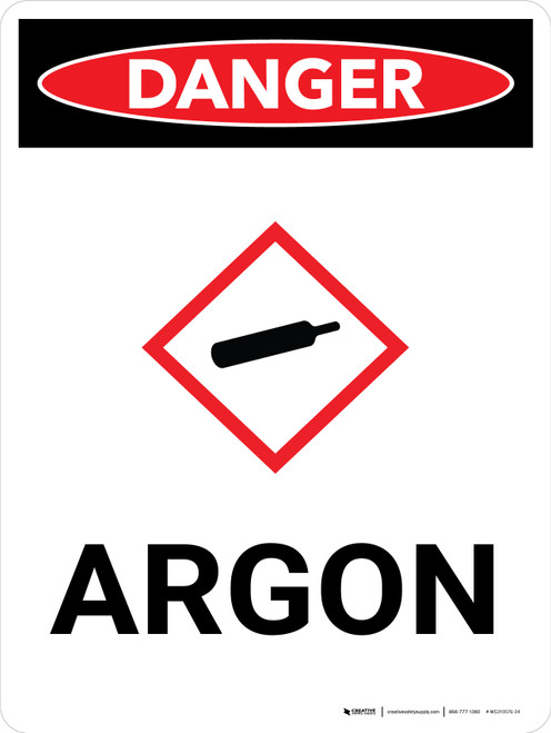 Danger: Argon Portrait with Icon - Wall Sign