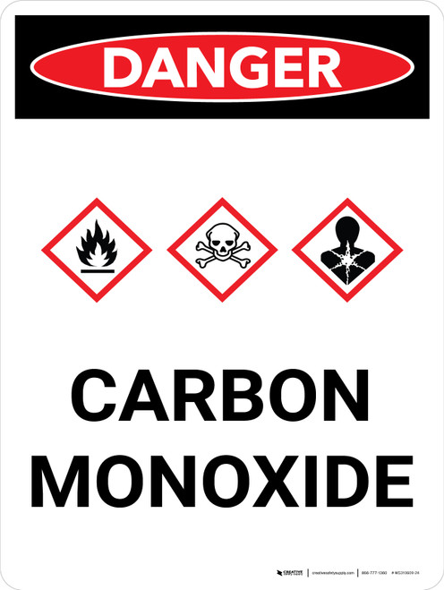 Danger: Carbon Monoxide Portrait With Icon - Wall Sign