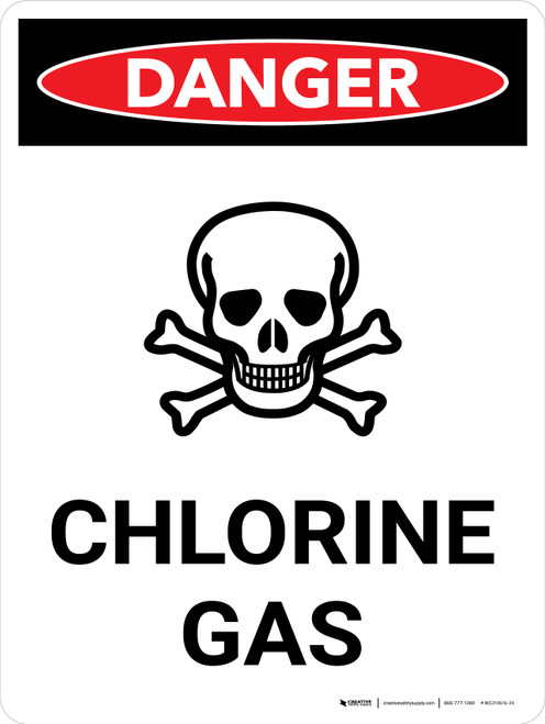 Danger: Chlorine Gas Portrait with Icon Portrait - Wall Sign