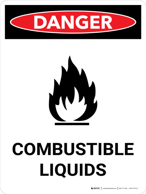 Danger: Flammable Explosive Liquids Portrait with Icon - Wall Sign