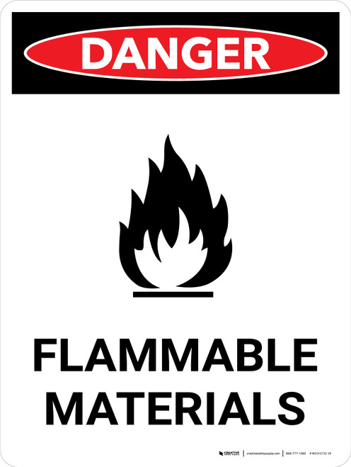 Danger: Flammable Materials Portrait with Icon - Wall Sign