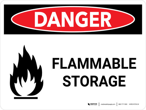 Danger: Flammable Storage Landscape with Icons - Wall Sign