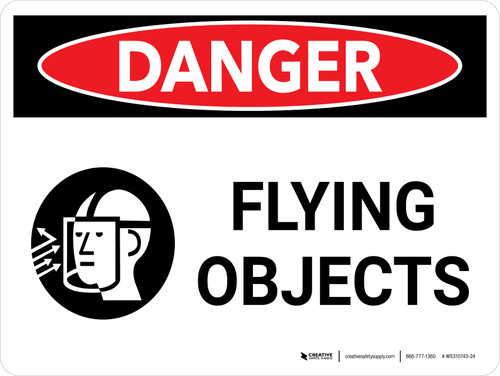 Danger: Flying Objects Landscape with Icons - Wall Sign