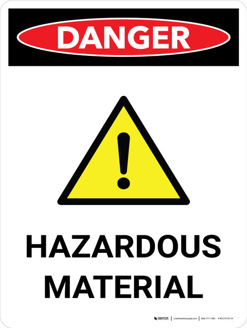 Danger: Hazardous Material Portrait with Icon - Wall Sign
