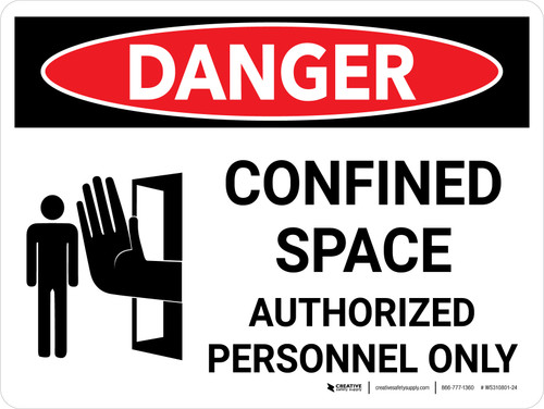 Danger: Confined Space Authorized Personnel Only Landscape with Icon - Wall Sign