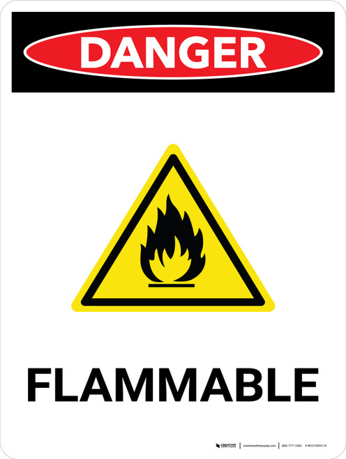Danger: Flammable Portrait with Icon - Wall Sign