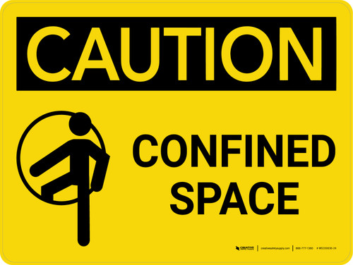 Caution: Confined Space Landscape With Icon - Wall Sign