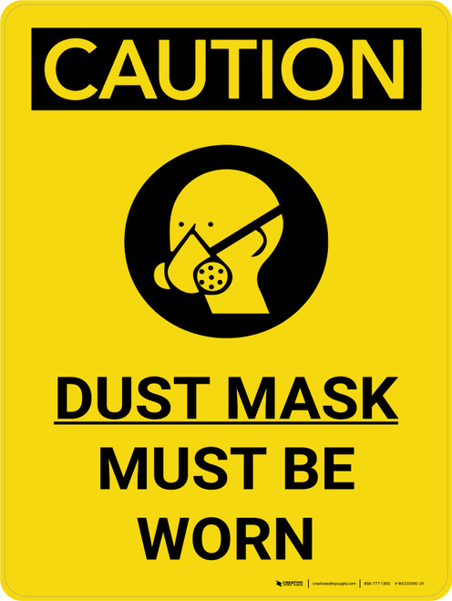 Caution: Dust Mask Must Be Worn Portrait With Icon - Wall Sign