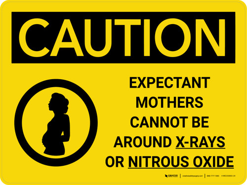 Caution: Expectant Mothers Must Avoid X-Rays or Nitrous Oxide Landscape With Icon - Wall Sign