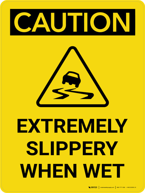 Caution: Extremely Slippery When Wet Portrait With Icon - Wall Sign