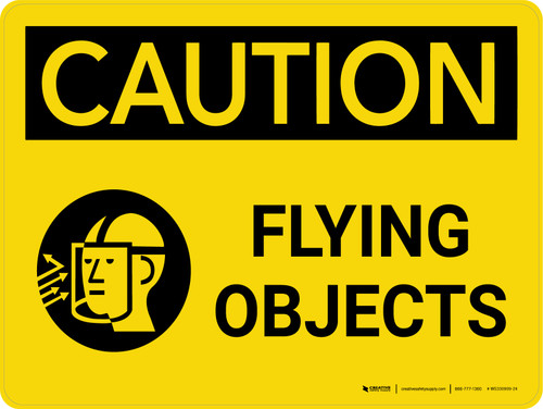 Caution: Flying Objects Landscape With Icon - Wall Sign