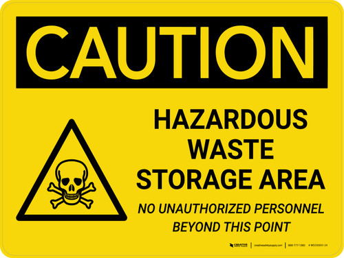 Caution: Hazardous Waste Storage Area Landscape With Icon - Wall Sign