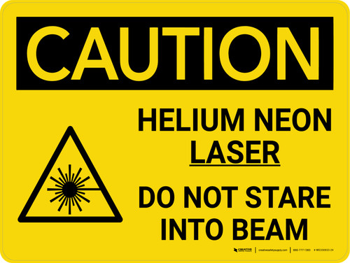 Caution: Helium Neon Laser Beam Do Not Stare Landscape With Icon - Wall Sign