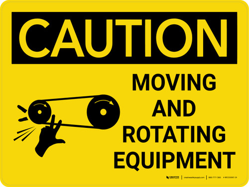 Caution: Moving And Rotating Equipment Landscape With Icon - Wall Sign