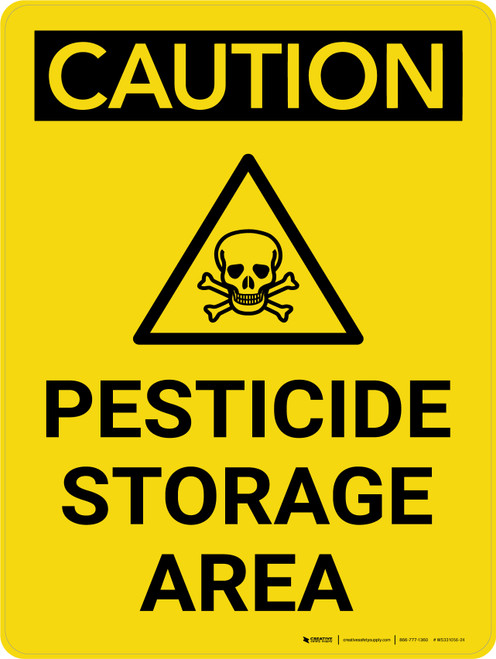 Caution: Pesticide Storage Area Portrait With Icon - Wall Sign