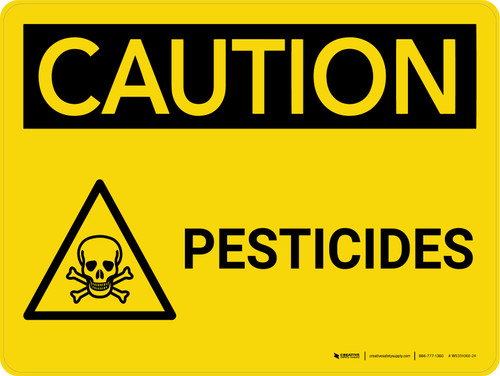 Caution: Pesticides Landscape With Icon - Wall Sign