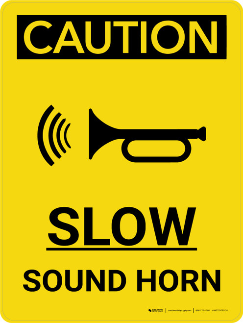 Caution: Slow Sound Horn Portrait With Icon - Wall Sign