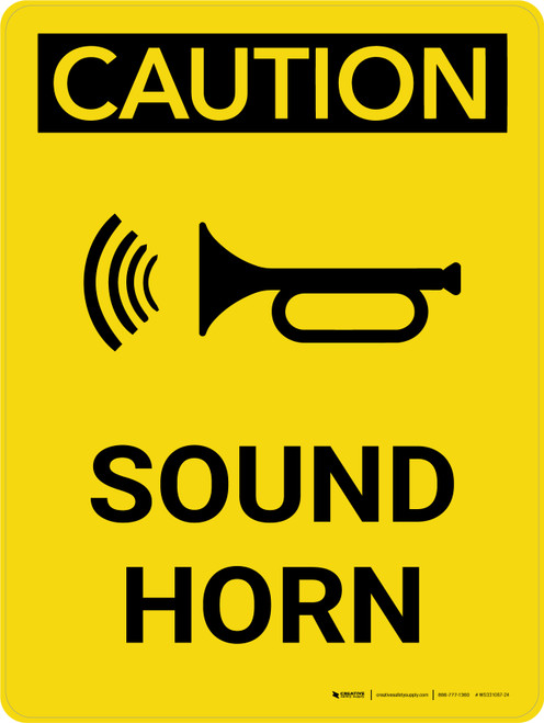 Caution: Sound Horn Portrait With Icon - Wall Sign
