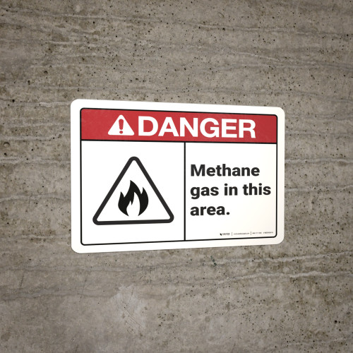 Danger Methane Gas in This Area ANSI Wall Sign