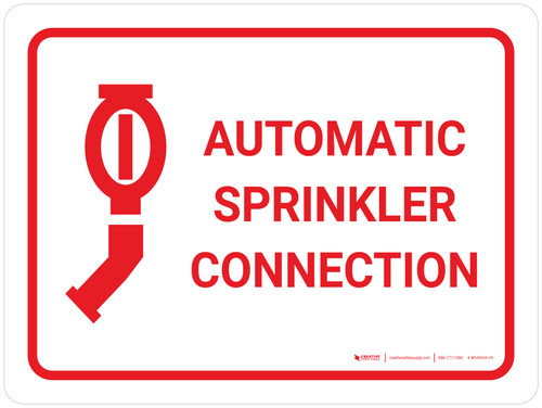 Automatic Sprinkler Connection White Landscape with Icon - Wall Sign