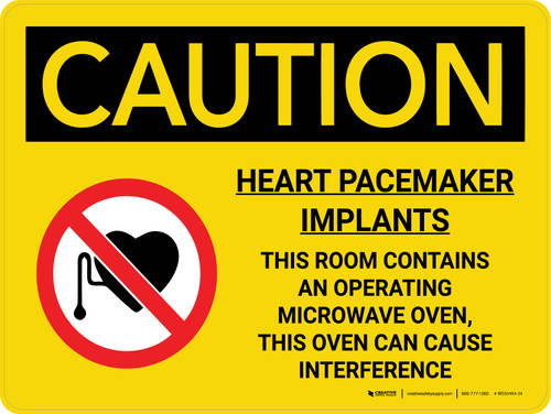 Caution: Heart Pacemaker Implants Room Contains Microwave Landscape With Icon - Wall Sign