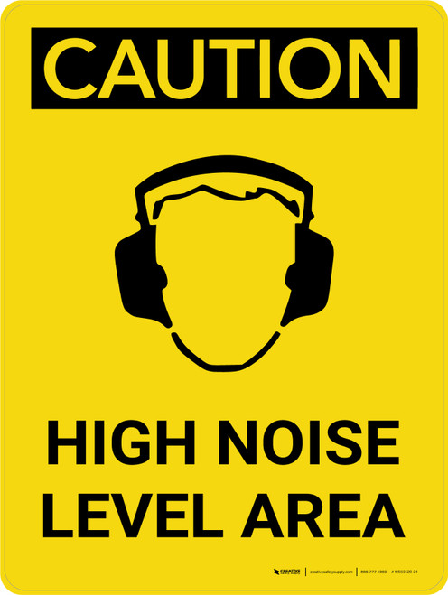 Caution: PPE High Noise Level Area Portrait With Icon - Wall Sign