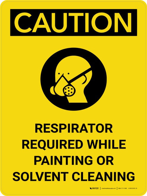 Caution: Respirator Required While Painting or Solvent Cleaning Portrait With Icon - Wall Sign