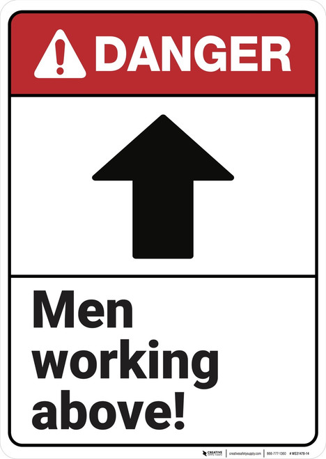 Danger: Men Working Above ANSI - Wall Sign