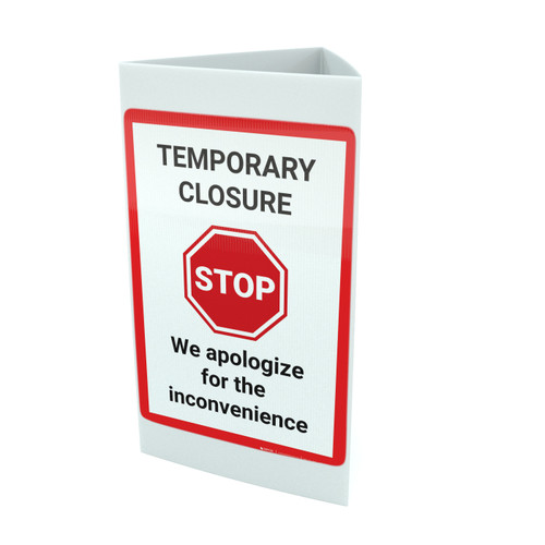 Stop: Temporary Closures We Apologize For The Inconvenience - Tri-fold Sign