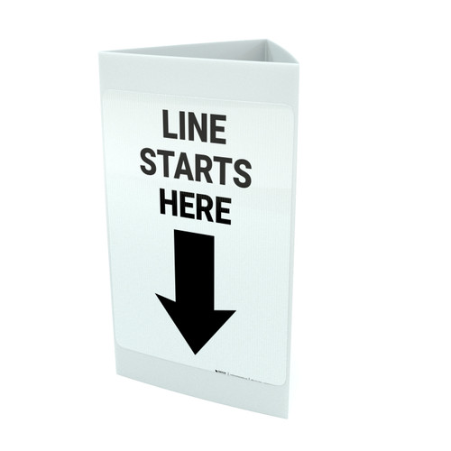 Line Starts Here - Down Arrow (all three sides) Portrait - Tri-fold Sign