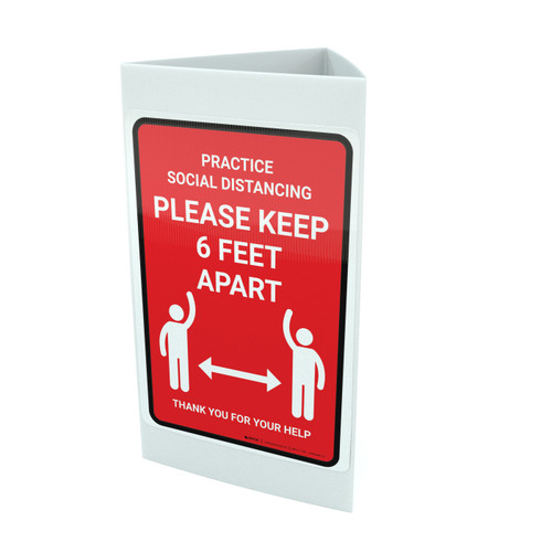 Practice Social Distancing Red - Please Keep 6Ft Apart Portrait - Tri-fold Sign
