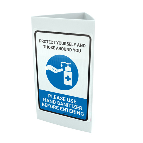 Protect Yourself And Those Around You - Please Use Hand Sanitizer Portrait - Tri-fold Sign
